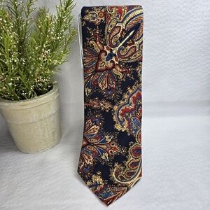 Duck Head Blue Gold Red Florish Paisley Tie 100% Imported Silk